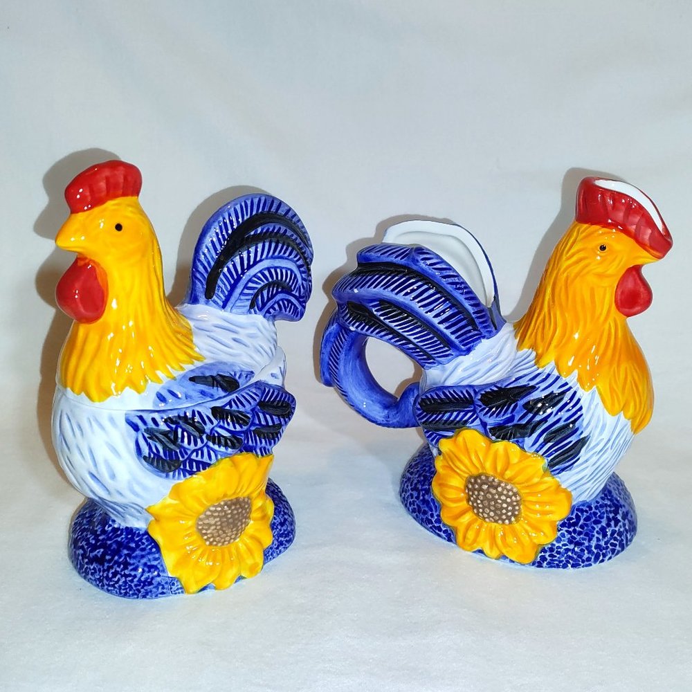 New Avon The Provencal Collection Rooster Sugar and Creamer Set